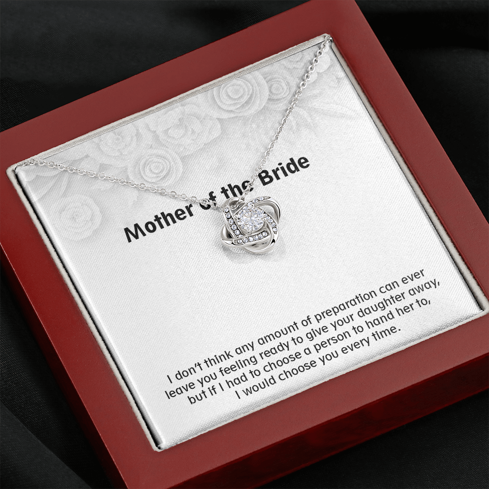 Love Knot Necklace (18K Yellow Gold & 14K White Gold Variants, Jewelry, Gift, Mahogany Style Luxury Box Available, Mother of the Bride - YERTIZZ.COM