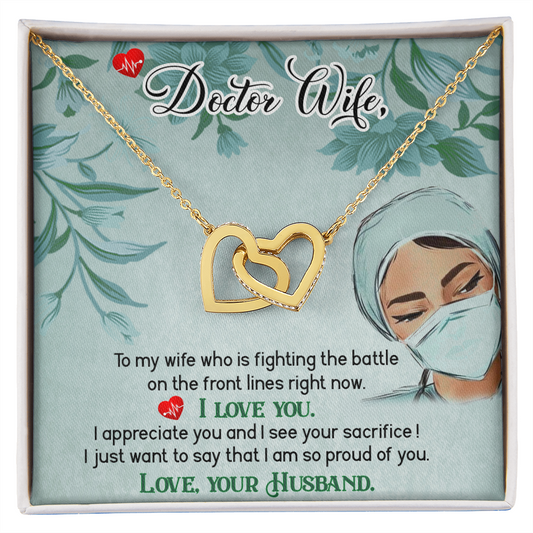 Interlocking Hearts Necklace, Jewelry Gift, Rose Gold, or 18k yellow gold finish, Doctor, Wife - YERTIZZ.COM