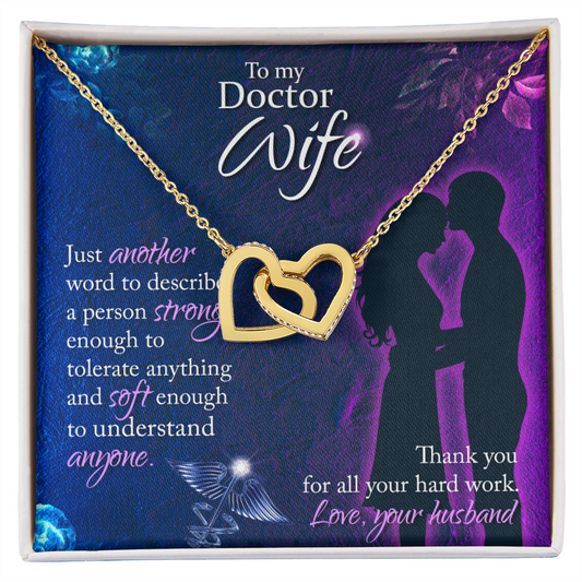 Interlocking Hearts Necklace, Jewelry Gift, Rose Gold, or 18k yellow gold finish, Doctor, Wife - YERTIZZ.COM