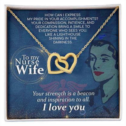 Interlocking Hearts Necklace, Jewelry Gift, Rose Gold, or 18k yellow gold finish, Nurse, Nurses, Wife - YERTIZZ.COM