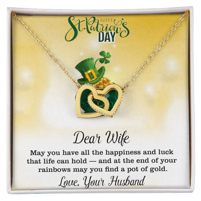Dear Wife, Love Your Husband, St. Patrick's Day, Interlocking Hearts Necklace - YERTIZZ.COM