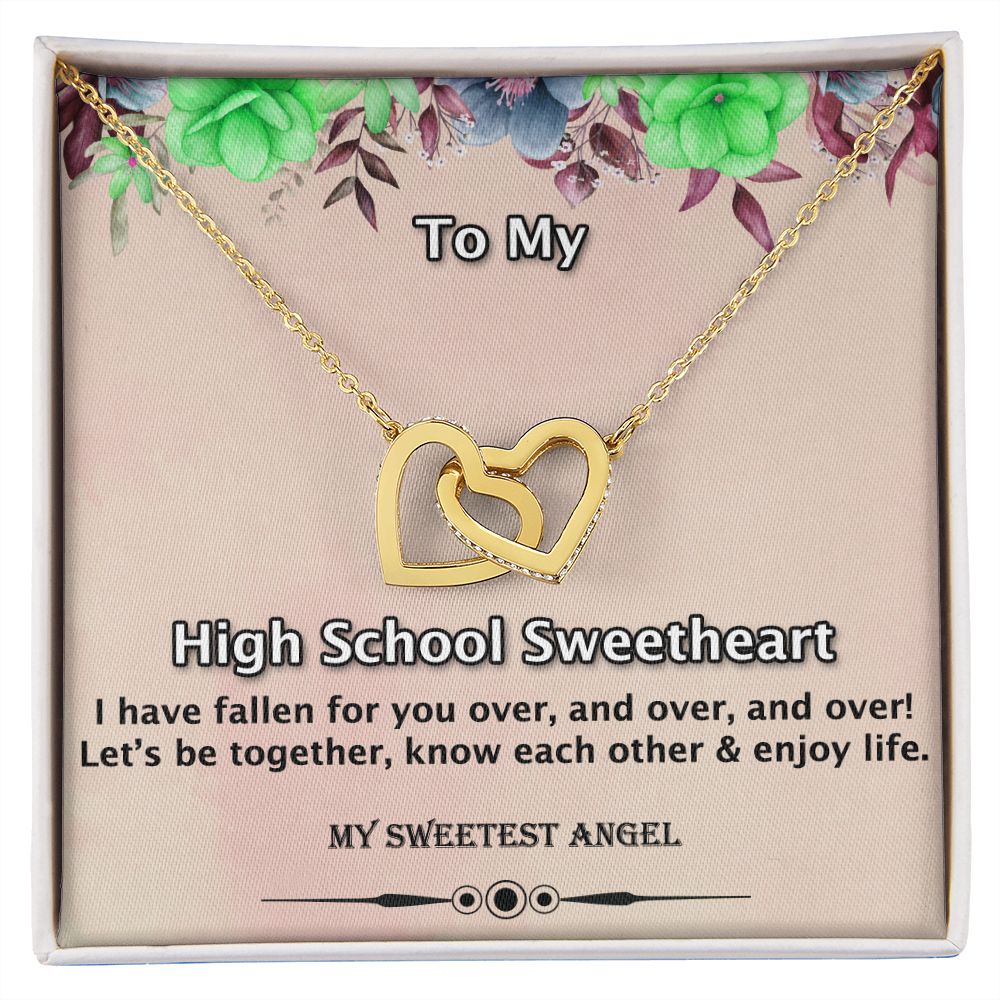 Interlocking  Hearts Necklace, Sweetheart, High School Sweetheart