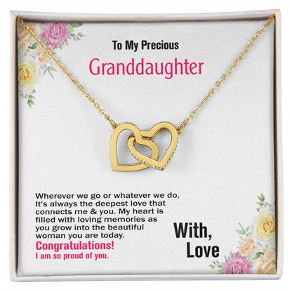 To Granddaughter-With Love, Interlocking Hearts Necklace, Jewelry Gift - YERTIZZ.COM