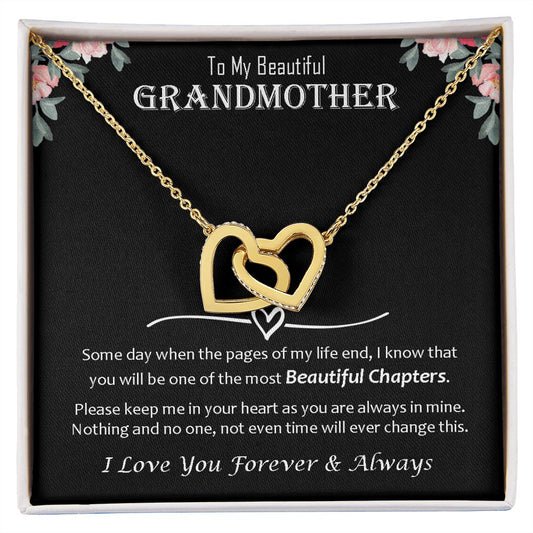 Interlocking Hearts Necklace, Jewelry Gift, Grandmother