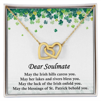 Dear Soulmate, St. Patrick's Day, Interlocking Hearts Necklace - YERTIZZ.COM