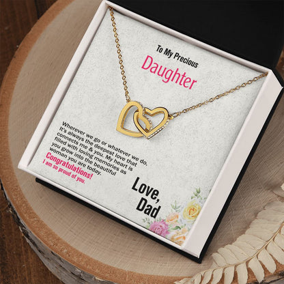 To Daughter-Love Dad, Interlocking Hearts Necklace, Jewelry Gift - YERTIZZ.COM
