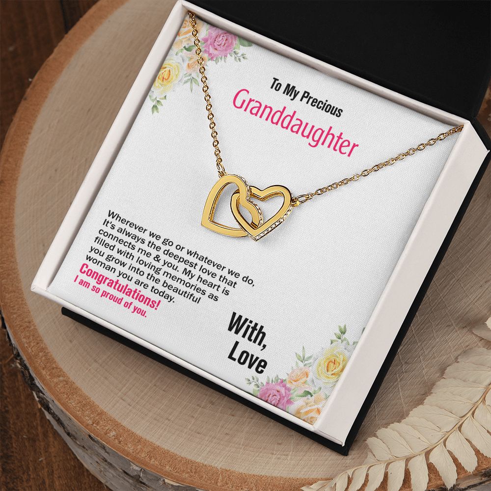 To Granddaughter-With Love, Interlocking Hearts Necklace, Jewelry Gift - YERTIZZ.COM