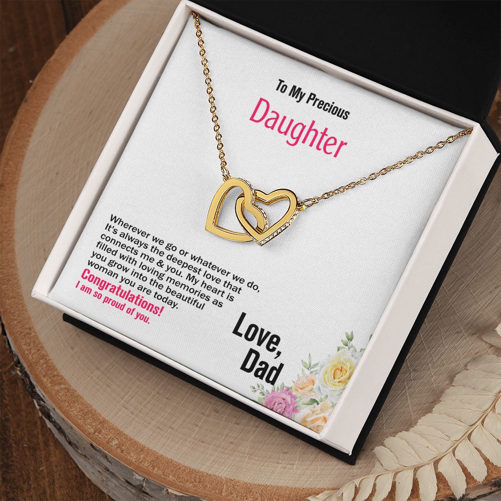 To Daughter, Interlocking Hearts Necklace, Jewelry Gift - YERTIZZ.COM