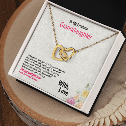 To My Granddaughter-With Love, Interlocking Hearts Necklace - YERTIZZ.COM