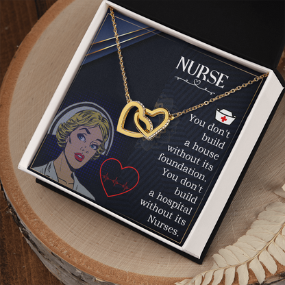 Interlocking Hearts Necklace, Jewelry Gift, Rose Gold, or 18k yellow gold finish, Nurse, Nurses - YERTIZZ.COM