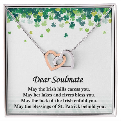 Dear Soulmate, St. Patrick's Day, Interlocking Hearts Necklace - YERTIZZ.COM