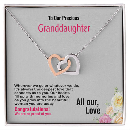 To Our Precious Granddaughter-All Our Love, Interlocking Hearts Necklace, Jewelry Gift - YERTIZZ.COM