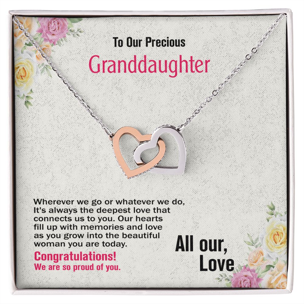 To Our Precious Granddaughter-All Our Love, Interlocking Hearts Necklace, Jewelry Gift - YERTIZZ.COM