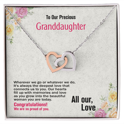 To Our Precious Granddaughter-All Our Love, Interlocking Hearts Necklace, Jewelry Gift - YERTIZZ.COM