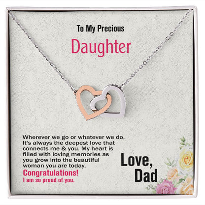 To Daughter-Love Dad, Interlocking Hearts Necklace, Jewelry Gift - YERTIZZ.COM