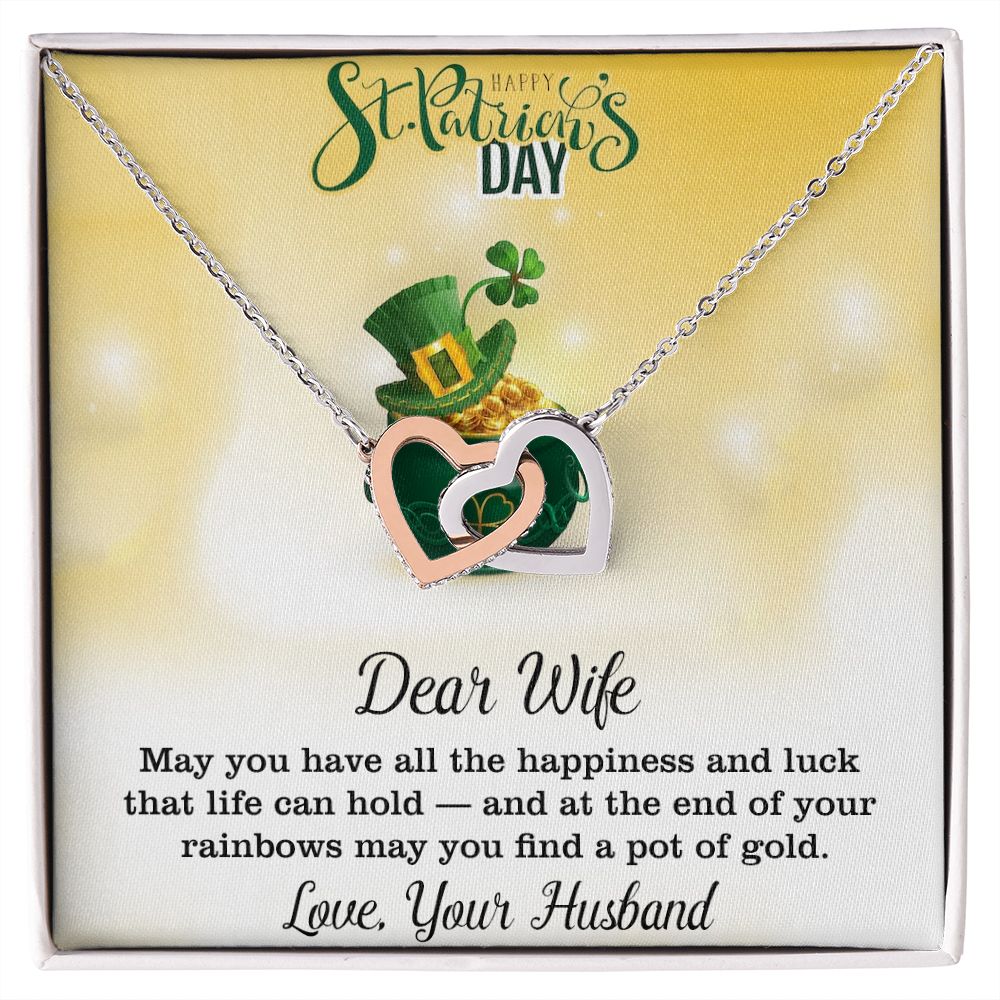 Dear Wife, Love Your Husband, St. Patrick's Day, Interlocking Hearts Necklace - YERTIZZ.COM