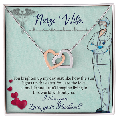 Interlocking Hearts Necklace, Jewelry Gift, Rose Gold, or 18k yellow gold finish, Nurse, Wife - YERTIZZ.COM