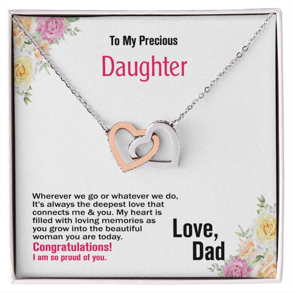 To Daughter, Interlocking Hearts Necklace, Jewelry Gift - YERTIZZ.COM