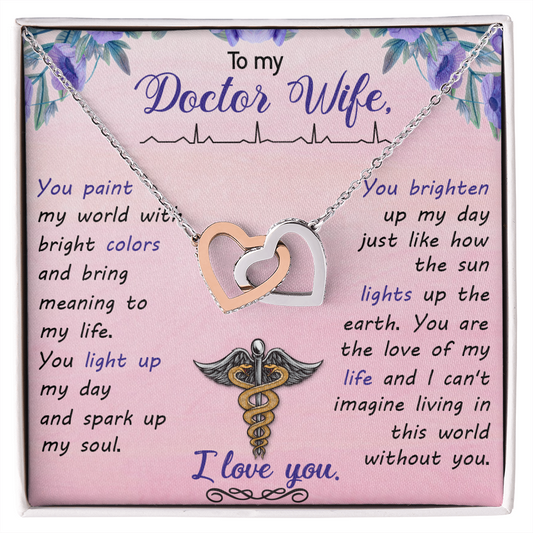 Interlocking Hearts Necklace, Jewelry Gift, Rose Gold, or 18k yellow gold finish, Wife, Doctor - YERTIZZ.COM