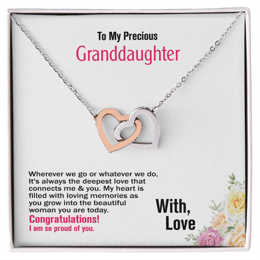 To My Granddaughter-With Love, Interlocking Hearts Necklace, Jewelry Gift - YERTIZZ.COM