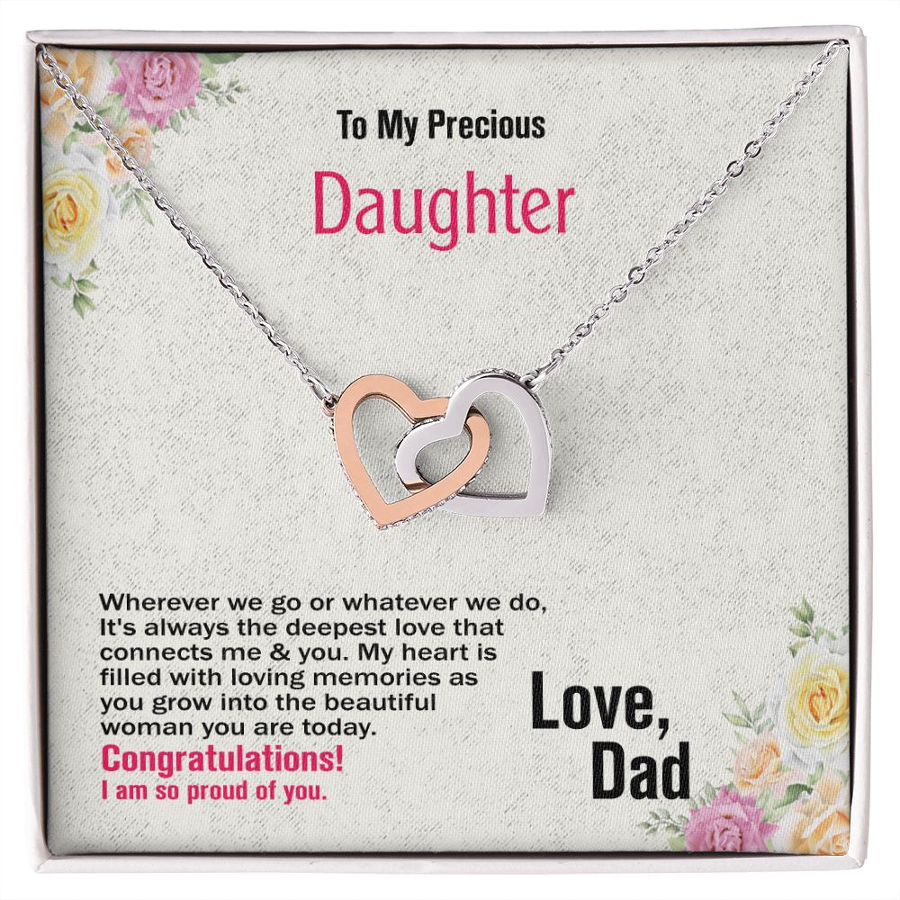 To Daughter, Interlocking Hearts Necklace, Jewelry Gift - YERTIZZ.COM