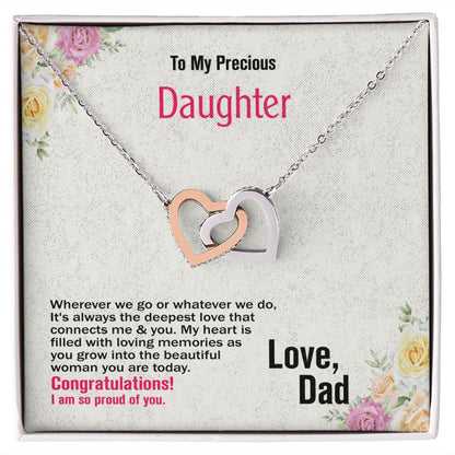 To Daughter, Interlocking Hearts Necklace, Jewelry Gift - YERTIZZ.COM