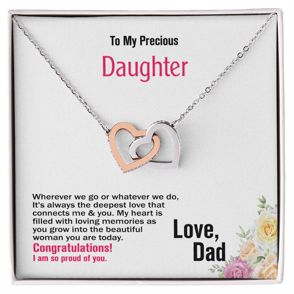 To Daughter, Interlocking Hearts Necklace, Jewelry Gift - YERTIZZ.COM
