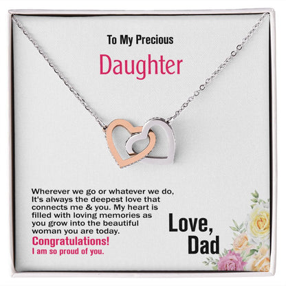 To Daughter, Interlocking Hearts Necklace, Jewelry Gift - YERTIZZ.COM