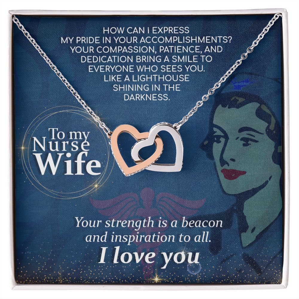 Interlocking Hearts Necklace, Jewelry Gift, Rose Gold, or 18k yellow gold finish, Nurse, Nurses, Wife - YERTIZZ.COM