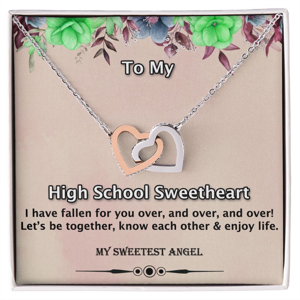 Interlocking  Hearts Necklace, Sweetheart, High School Sweetheart