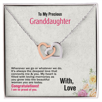 To My Granddaughter-With Love, Interlocking Hearts Necklace - YERTIZZ.COM