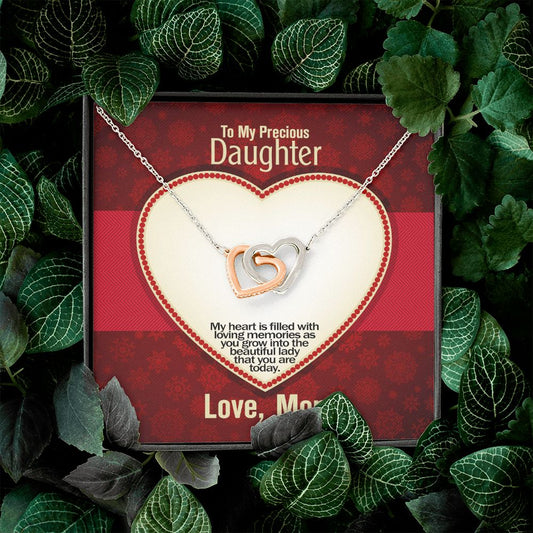 To My Precious Daughter, Interlocking Hearts Necklace, Jewelry, Gift - YERTIZZ.COM
