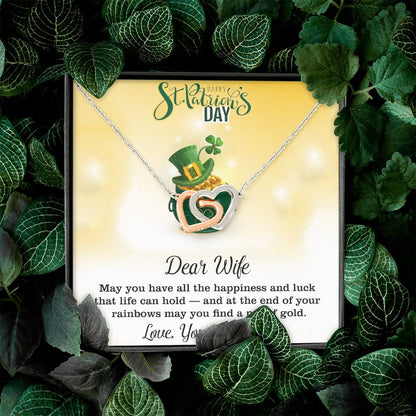 Dear Wife, Love Your Husband, St. Patrick's Day, Interlocking Hearts Necklace - YERTIZZ.COM