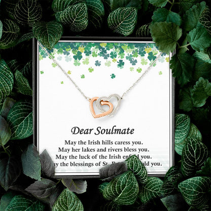 Dear Soulmate, St. Patrick's Day, Interlocking Hearts Necklace - YERTIZZ.COM