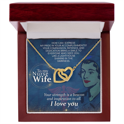 Interlocking Hearts Necklace, Jewelry Gift, Rose Gold, or 18k yellow gold finish, Nurse, Nurses, Wife - YERTIZZ.COM