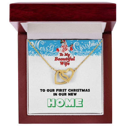 Christmas, To My Beautiful Wife, First Christmas, New Home, Interlocking Hearts Necklace, Jewelry Gift - YERTIZZ.COM