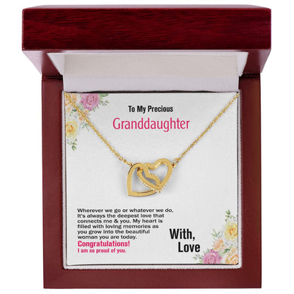 To Granddaughter-With Love, Interlocking Hearts Necklace, Jewelry Gift - YERTIZZ.COM