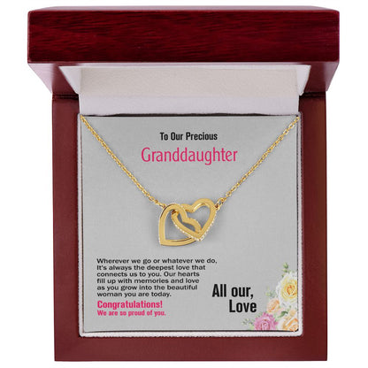 To Our Precious Granddaughter-All Our Love, Interlocking Hearts Necklace, Jewelry Gift - YERTIZZ.COM