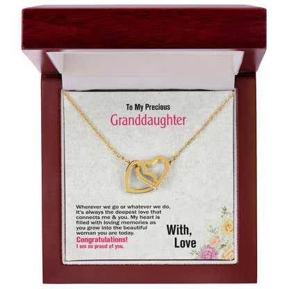 To My Granddaughter-With Love, Interlocking Hearts Necklace - YERTIZZ.COM