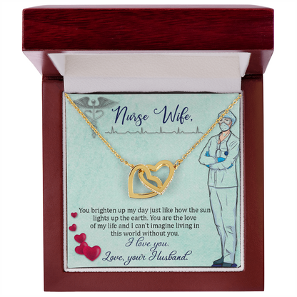 Interlocking Hearts Necklace, Jewelry Gift, Rose Gold, or 18k yellow gold finish, Nurse, Wife - YERTIZZ.COM