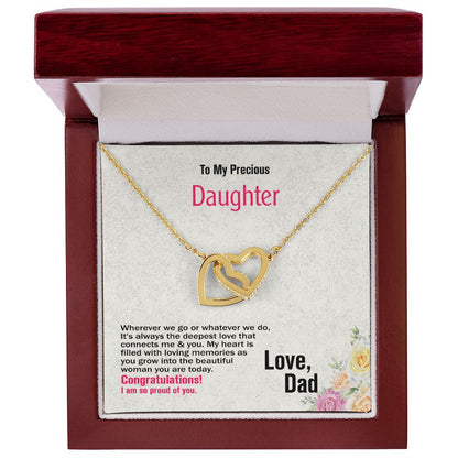 To Daughter-Love Dad, Interlocking Hearts Necklace, Jewelry Gift - YERTIZZ.COM