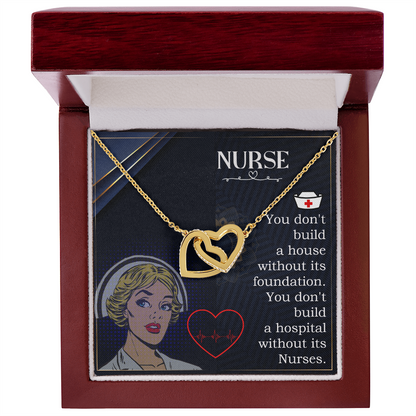 Interlocking Hearts Necklace, Jewelry Gift, Rose Gold, or 18k yellow gold finish, Nurse, Nurses - YERTIZZ.COM