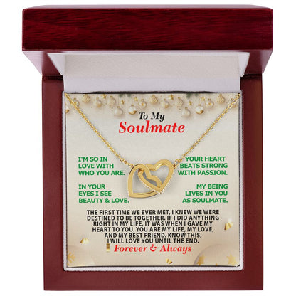 Christmas, To My Soulmate, Forever Always, Interlocking Hearts Necklace, Jewelry Gift - YERTIZZ.COM