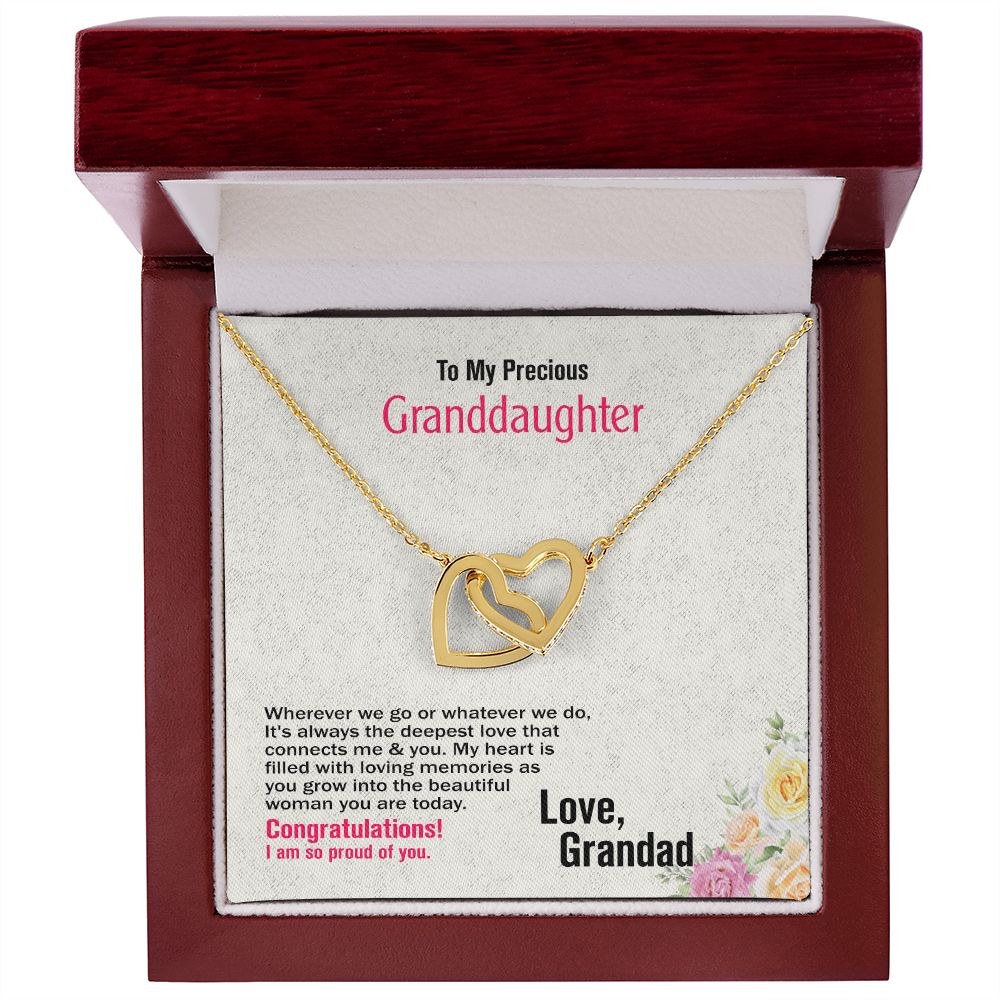 To My Granddaughter-Love Grandad, Interlocking Hearts Necklace, Jewelry Gift - YERTIZZ.COM