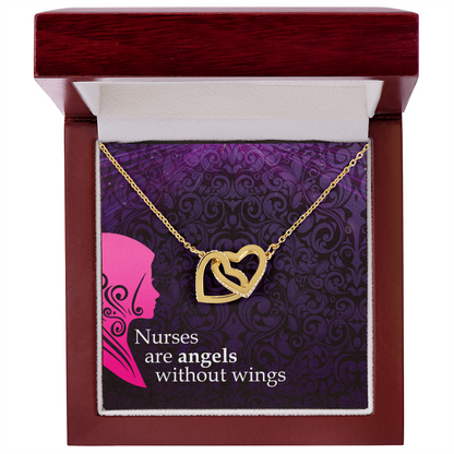 Interlocking Hearts Necklace, Jewelry Gift, Rose Gold, or 18k yellow gold finish, Nurse, Nurses - YERTIZZ.COM