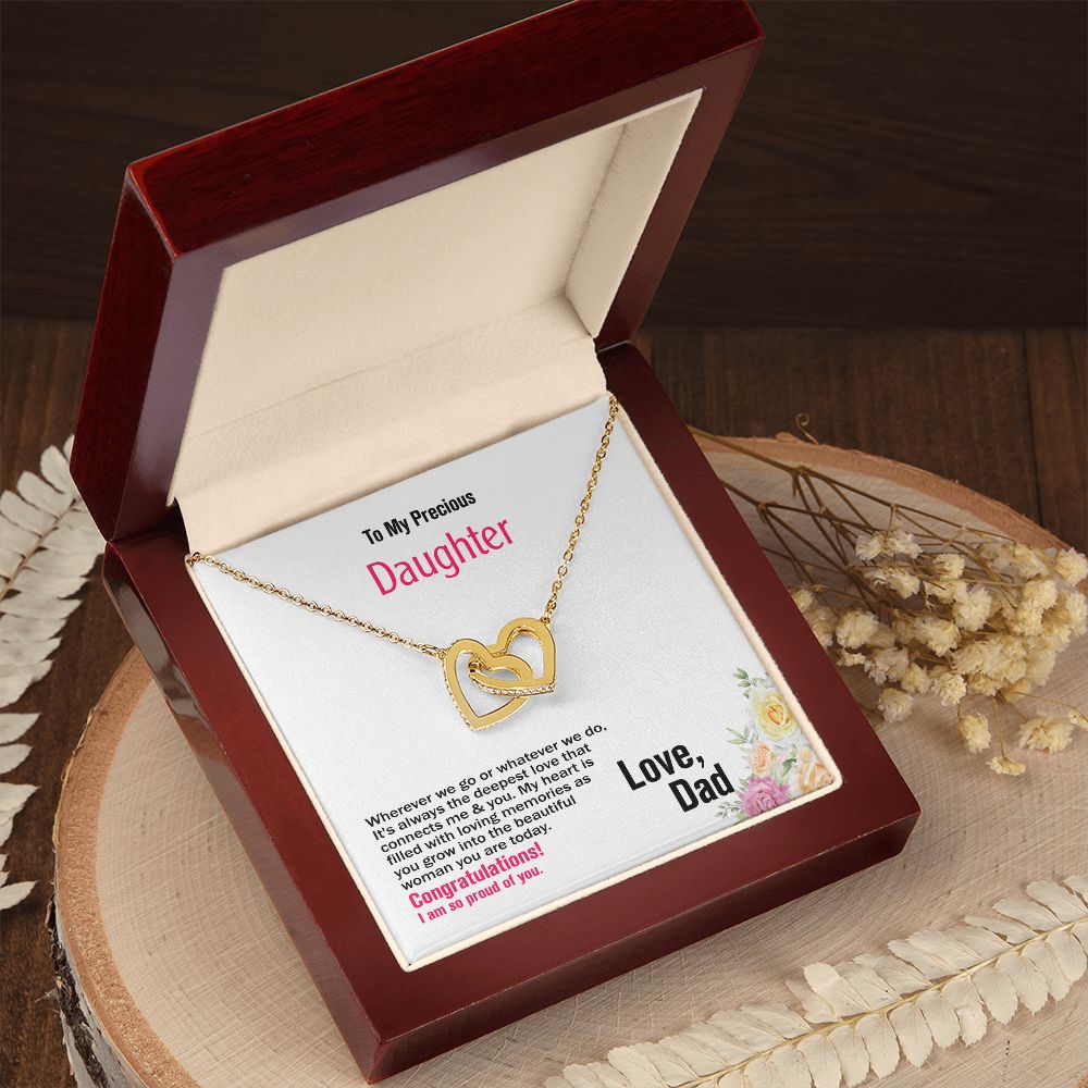 To Daughter, Interlocking Hearts Necklace, Jewelry Gift - YERTIZZ.COM