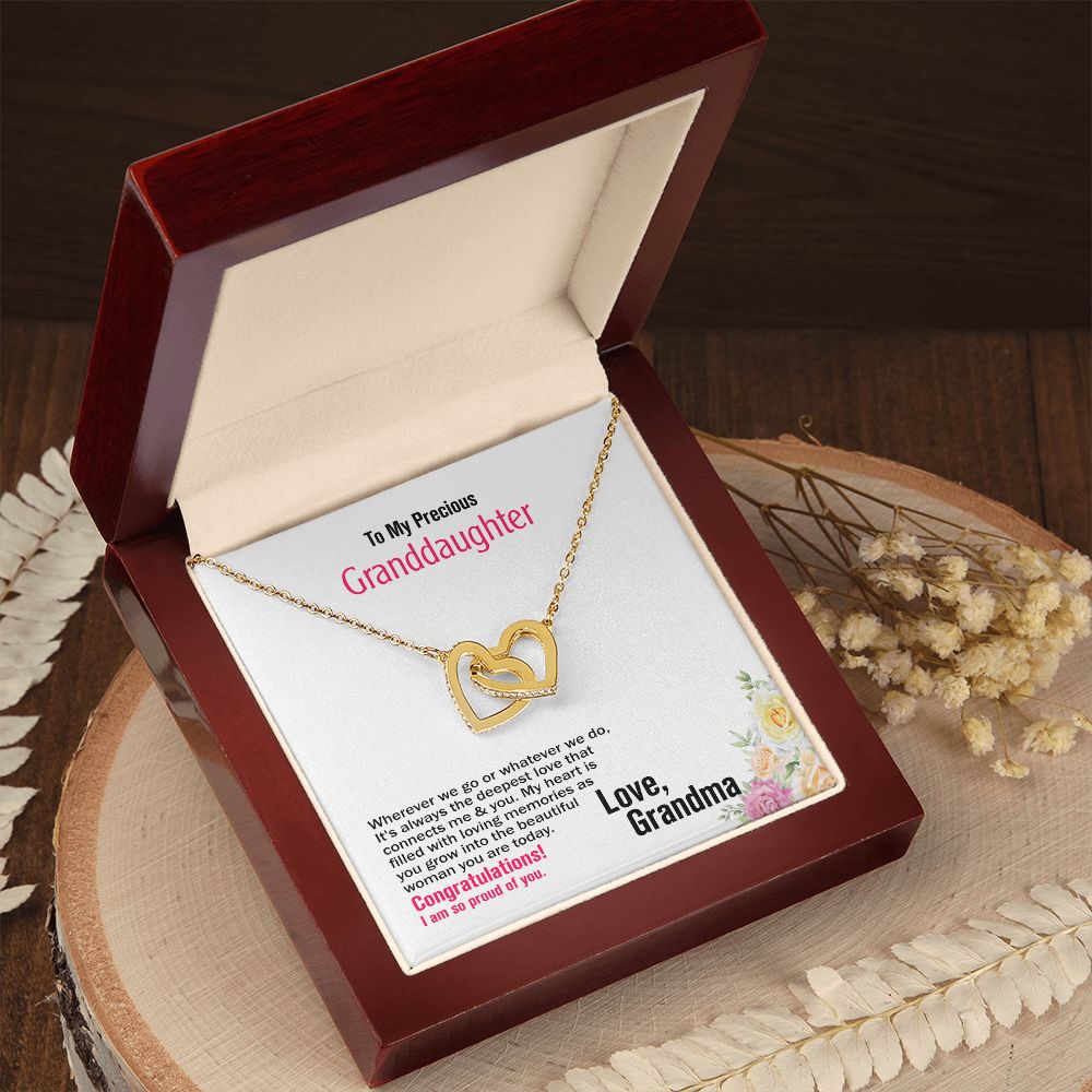 To My Precious Granddaughter, Love Grandma, Interlocking Hearts Necklace, Jewelry, Gift - YERTIZZ.COM