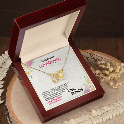 To My Precious Granddaughter, Love Grandad, Interlocking Hearts Necklace, Jewelry Gift - YERTIZZ.COM