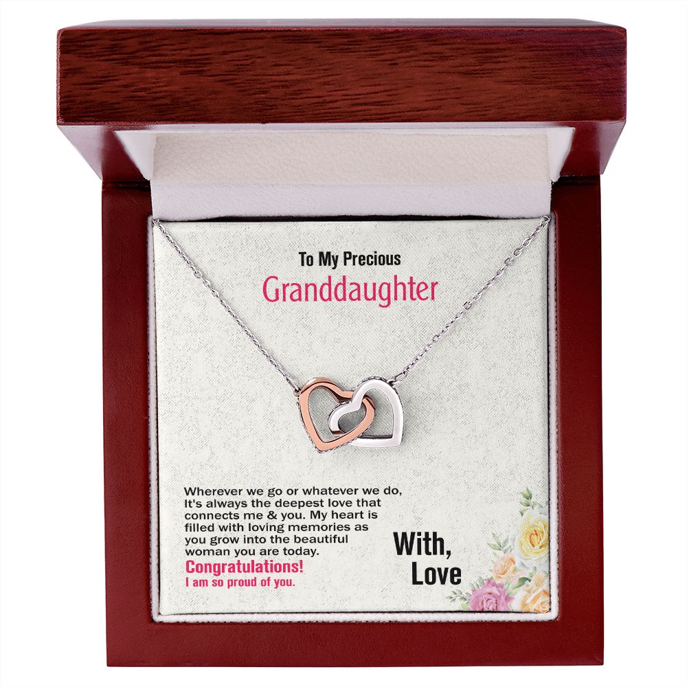 To My Granddaughter-With Love, Interlocking Hearts Necklace - YERTIZZ.COM