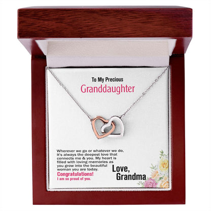 To My Precious Granddaughter, Love Grandma, Interlocking Hearts Necklace, Jewelry, Gift - YERTIZZ.COM